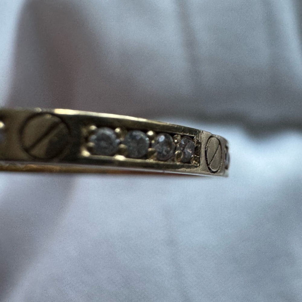 14k Yellow Gold Pave Screw Band - Picture 13 of 15